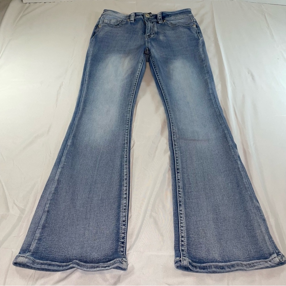Fire & Rain Denim Flare Jeans Light Wash Embellished Pockets Size 11 Womens
